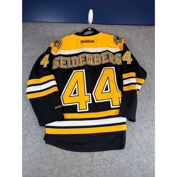 Boston Bruins NHL Hockey Reebok Jersey Dennis Seidenberg #44 Mens L Black Yellow - Picture 2 of 8